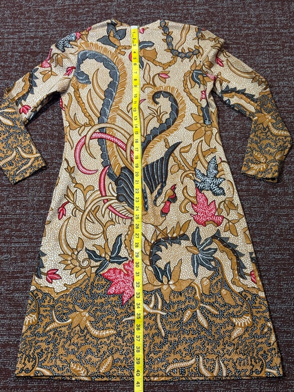 Goldworm vintage 1970’s printed knee length patterned long sleeve dress size 14 - Picture 10 of 16